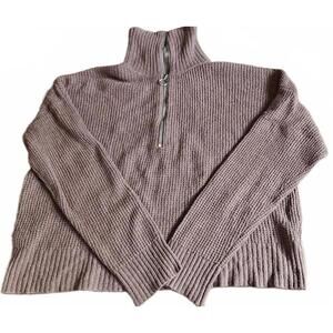 William Rast‎ Women's Warm Brown Waffle Knit Half-Zip Soft Loose Fit Sweater M